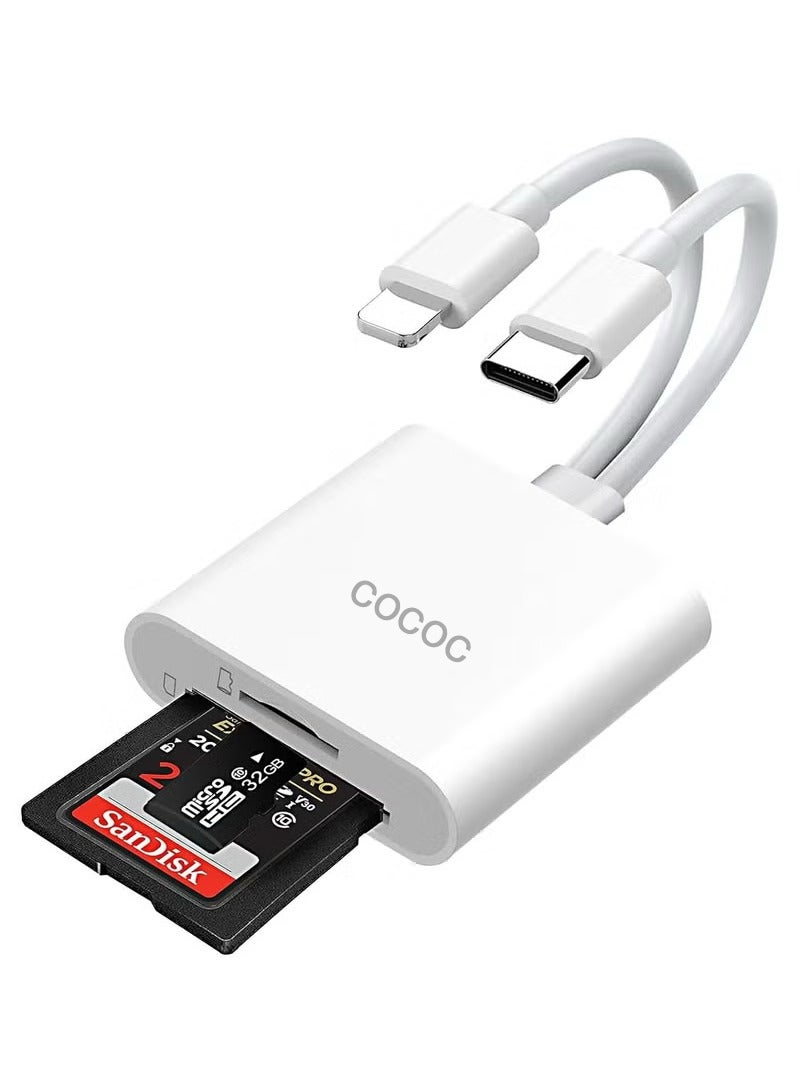 Cococ Sd Card Reader for iPhone iPad Camera,Dual Card Slot Memory Card Reader Supports SD and TF Card Trail Camera Viewer Sd Card Adapter Portable Micro Sd Card Reader Plug and Play - Image 1